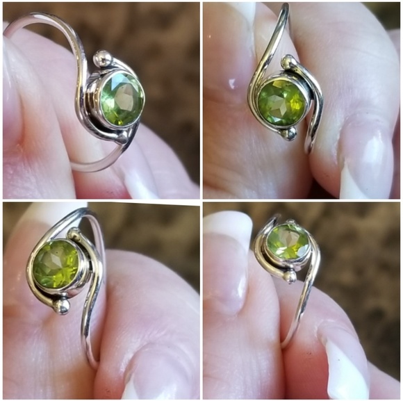 Genuine 1ct Round Green Peridot Ring Size 8 - Picture 4 of 6